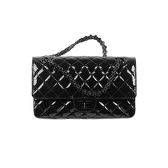 CHANEL MINI 2.55 REISSUE FLAP BAG COW LEATHER WITH PATENT FINISH SO BLACK