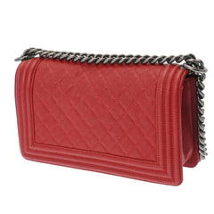 CHANEL BOY CHANEL CHAIN SHOULDER RED TONE WOMENS CAVIAR SKIN REF A67086