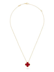 VAN CLEEF & ARPELS VINTAGE ALHAMBRA PENDANT GOLD NECKLACE CARNELIAN REF VCARD38500