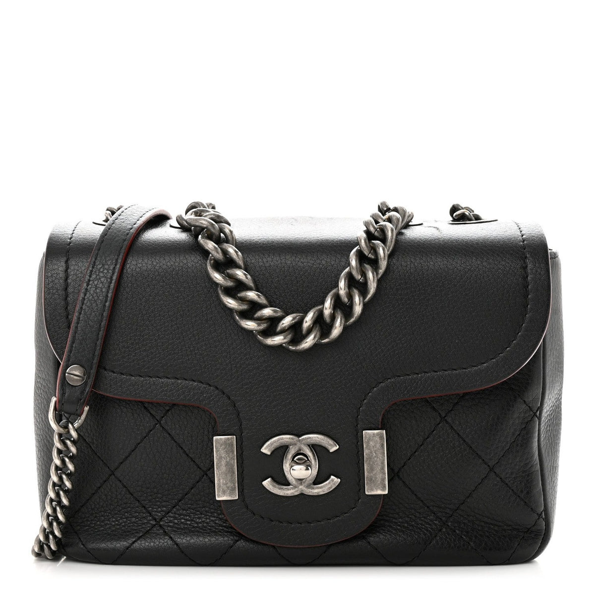 CHANEL GRAINED CALFSKIN ARCHI CHIC FLAP BLACK REF1418514