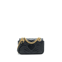 GUCCI GG MARMONT MINI MATELASSE SHOULDER BAG BLACK GHW