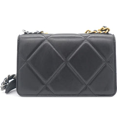 CHANEL lAMBSKIN QUITED 19 WALLET ON CHAIN WOC BLACK