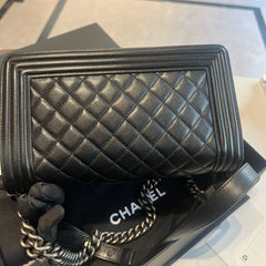 CHANEL MEDIUM LEBOY BLACK SILVER REF A67086