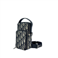 DIOR Micro Rider Pouch Beige and Black Dior Oblique Jacquard REF:2OBCA326YSE_H05E