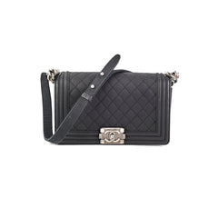 CHANEL MEDIUM LEBOY BLACK SILVER REF A67086