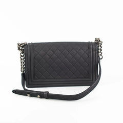 CHANEL MEDIUM LEBOY BLACK SILVER REF A67086