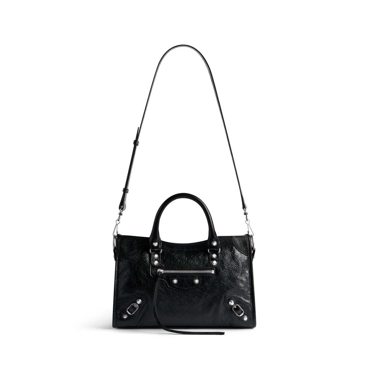 BALENCIAGA LE CITY SMALL SHOULDER BAG LAMBSKIN BLACK SHW