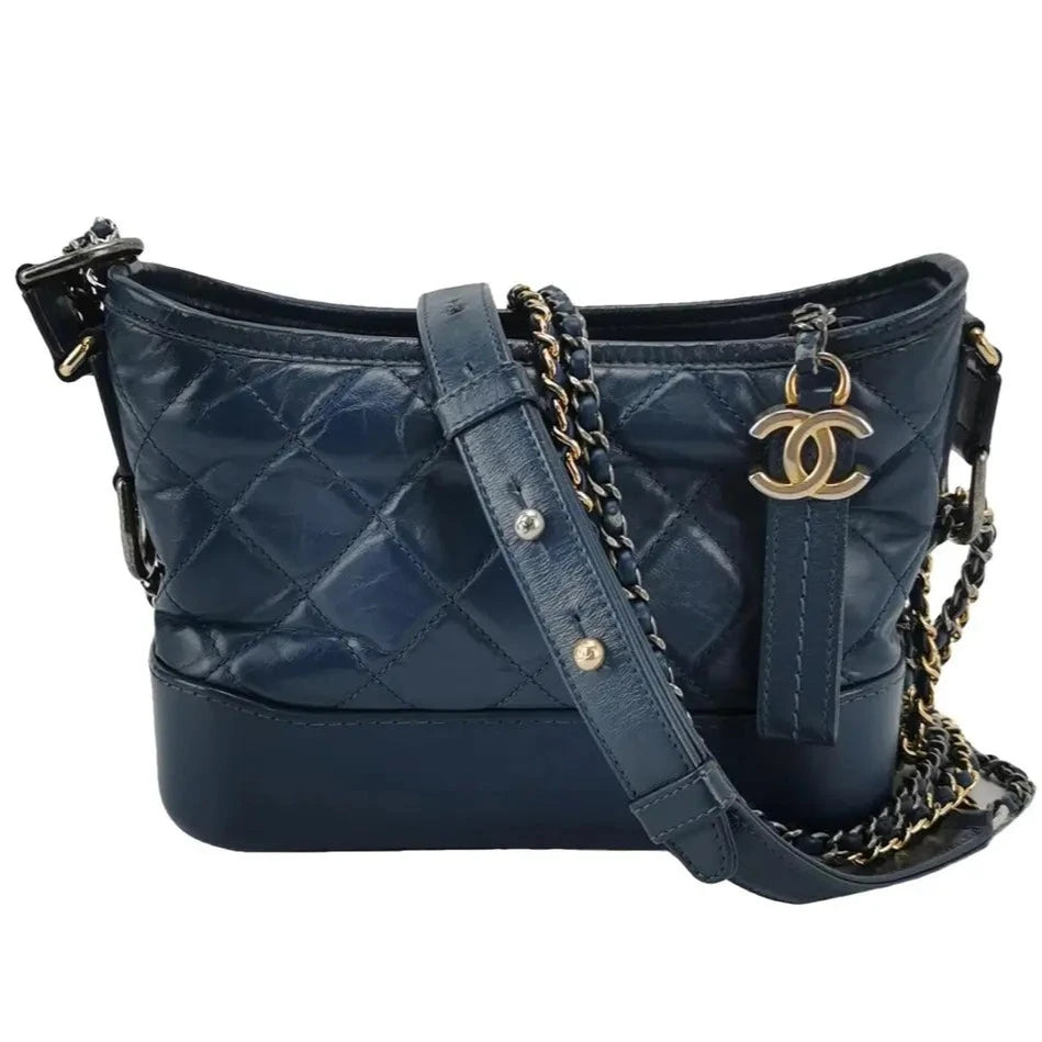 CHANEL SMALL GABRIELLE HOBO BAG CALFSKIN NAVY MULTICOLOUR HARDWARE